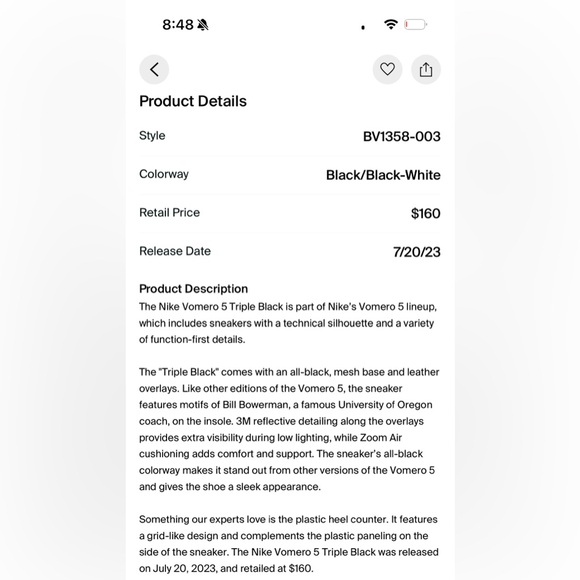 Nike Men's Black Athletic Shoes Vomero 5 - Picture 9 of 9